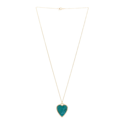 Jennifer Meyer 18K Yellow Gold Diamond Turquoise Heart Pendant Necklace 3 of 4