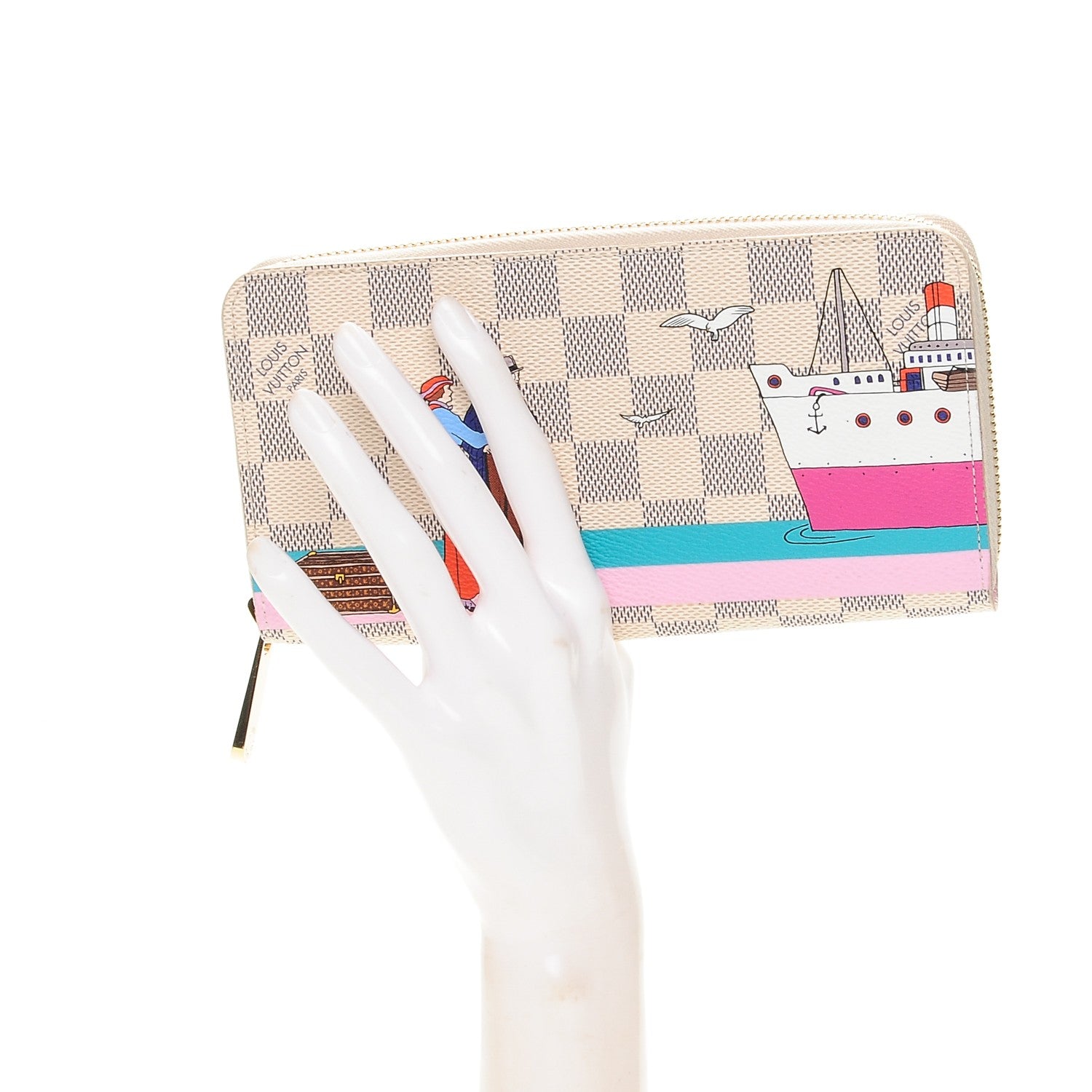 Louis Vuitton Damier Azur 2016 Christmas Animation Zippy Wallet Rose Ballerine 2 of 7