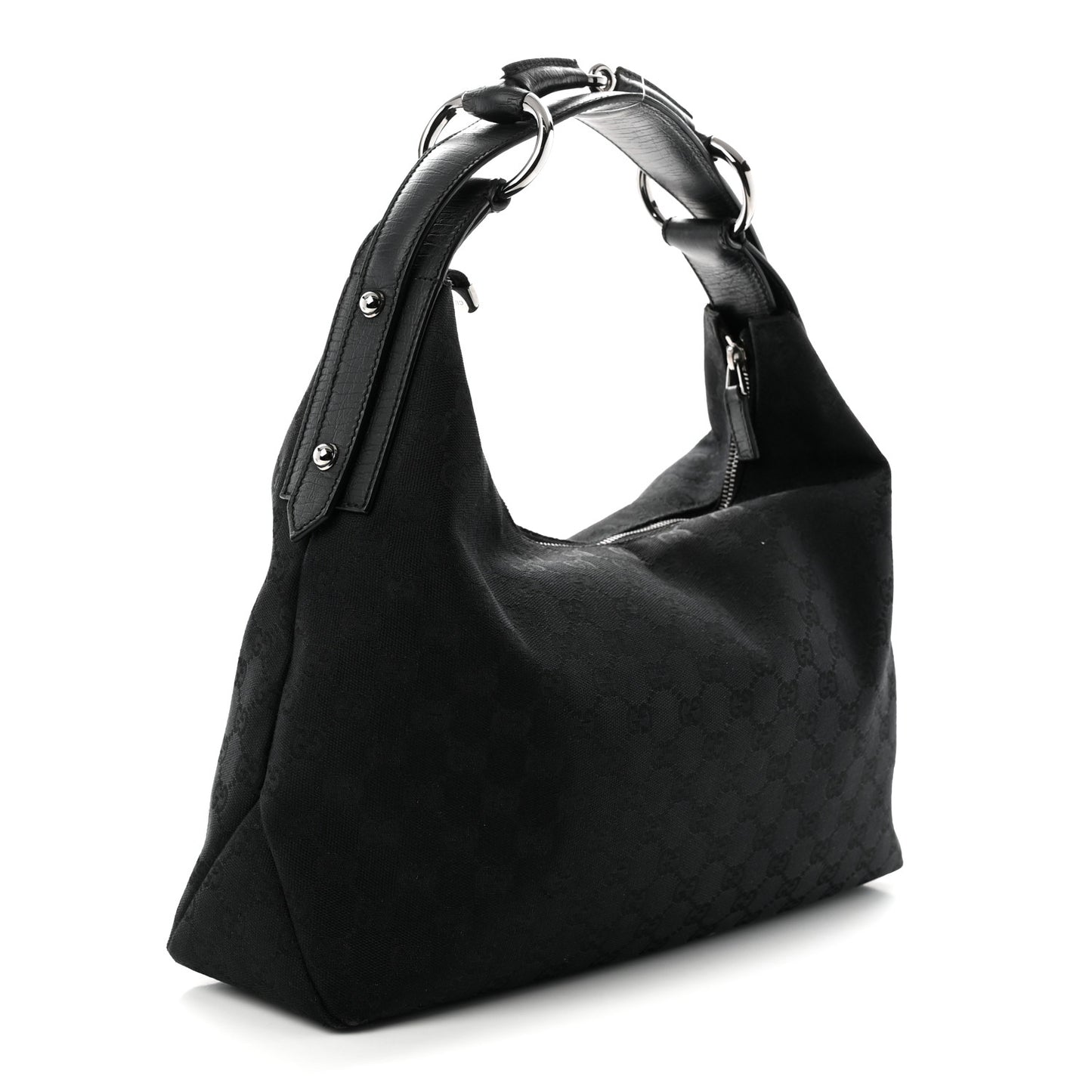Monogram Medium Horsebit Chain Hobo Black