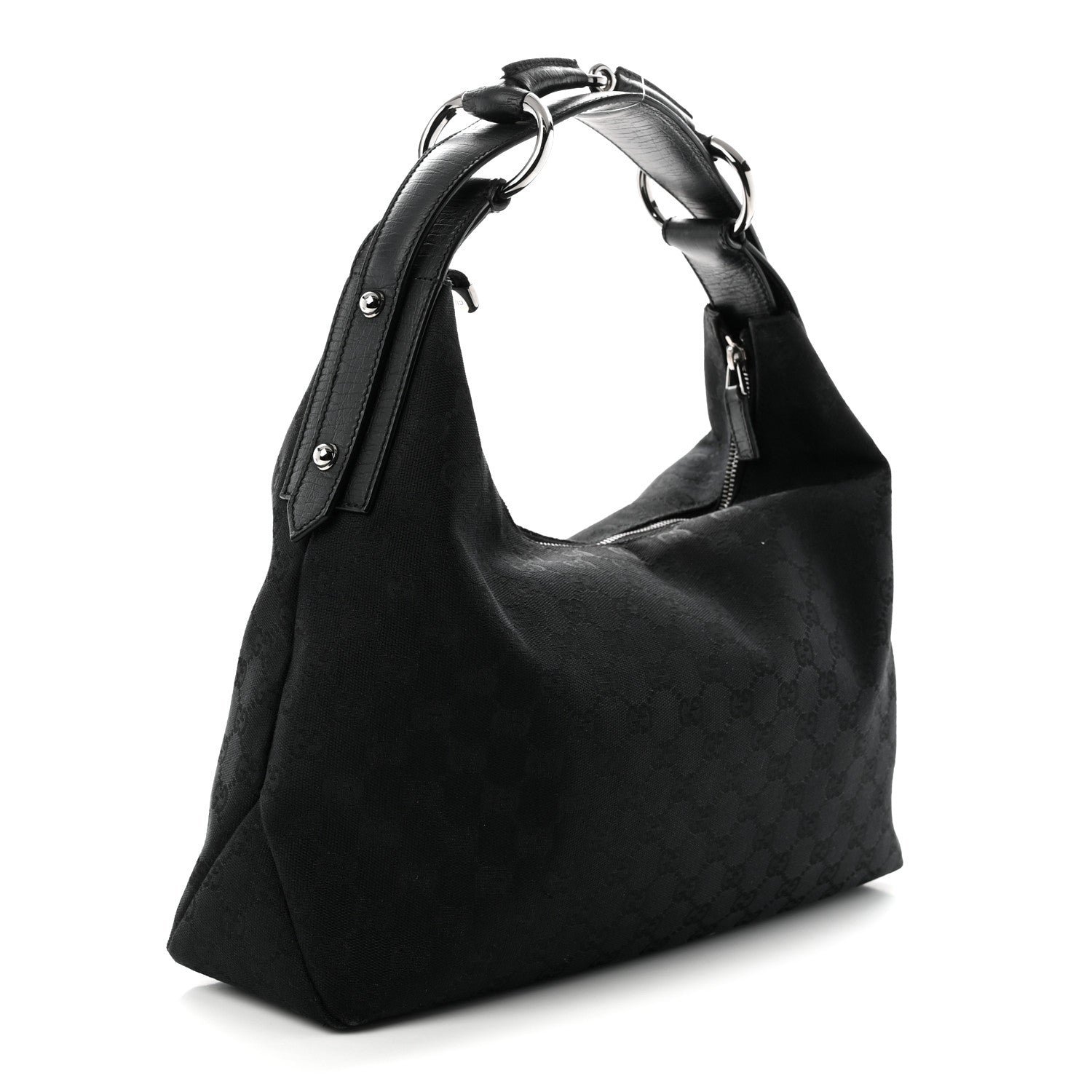 Gucci Monogram Medium Horsebit Chain Hobo Black 3 of 10