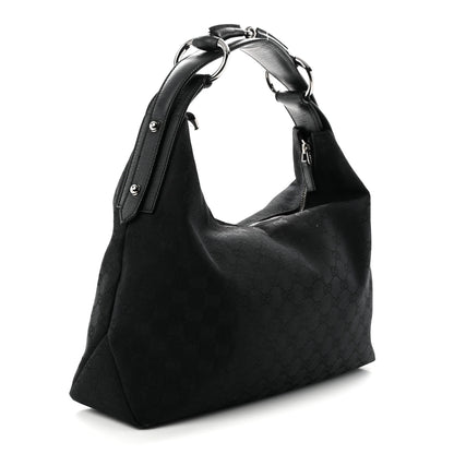 Gucci Monogram Medium Horsebit Chain Hobo Black 3 of 10