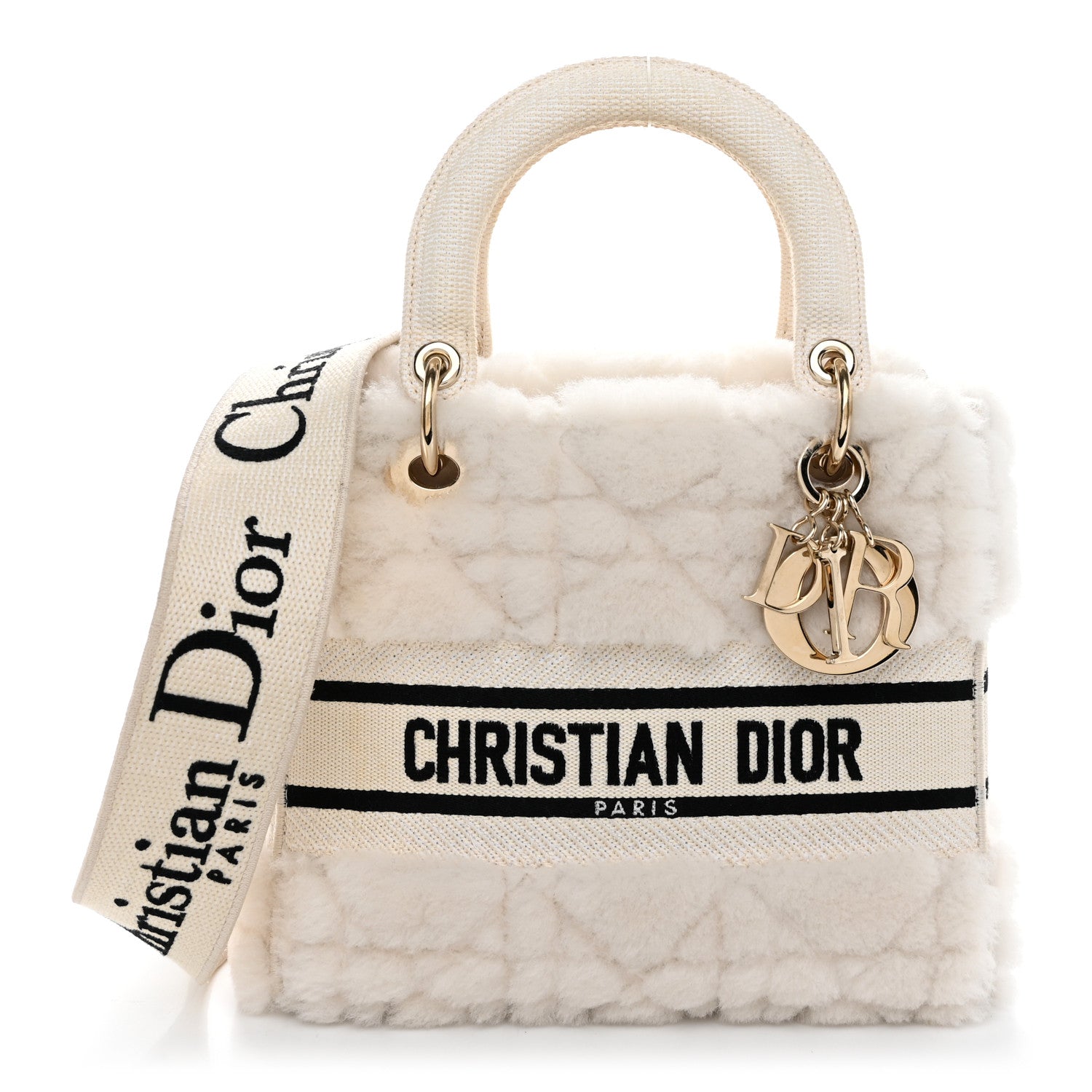 Christian Dior Shearling Cannage Medium Lady D- Lite Ecru 1 of 11