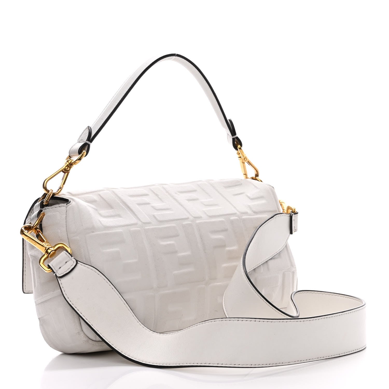 Fendi Nappa FF 1974 Embossed Baguette White 3 of 23