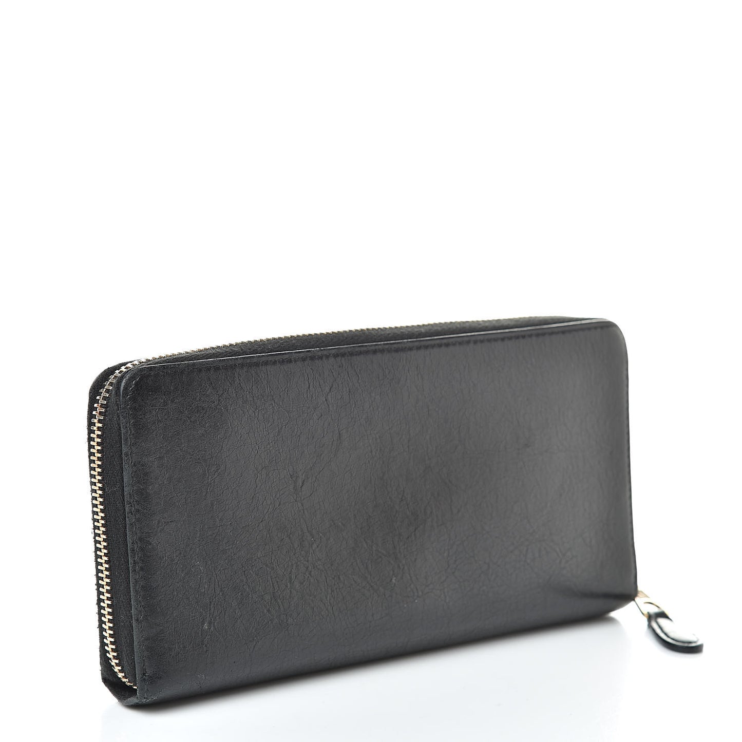 Agneau Giant 12 Rose Gold Hardware Continental Zip Around Wallet Black