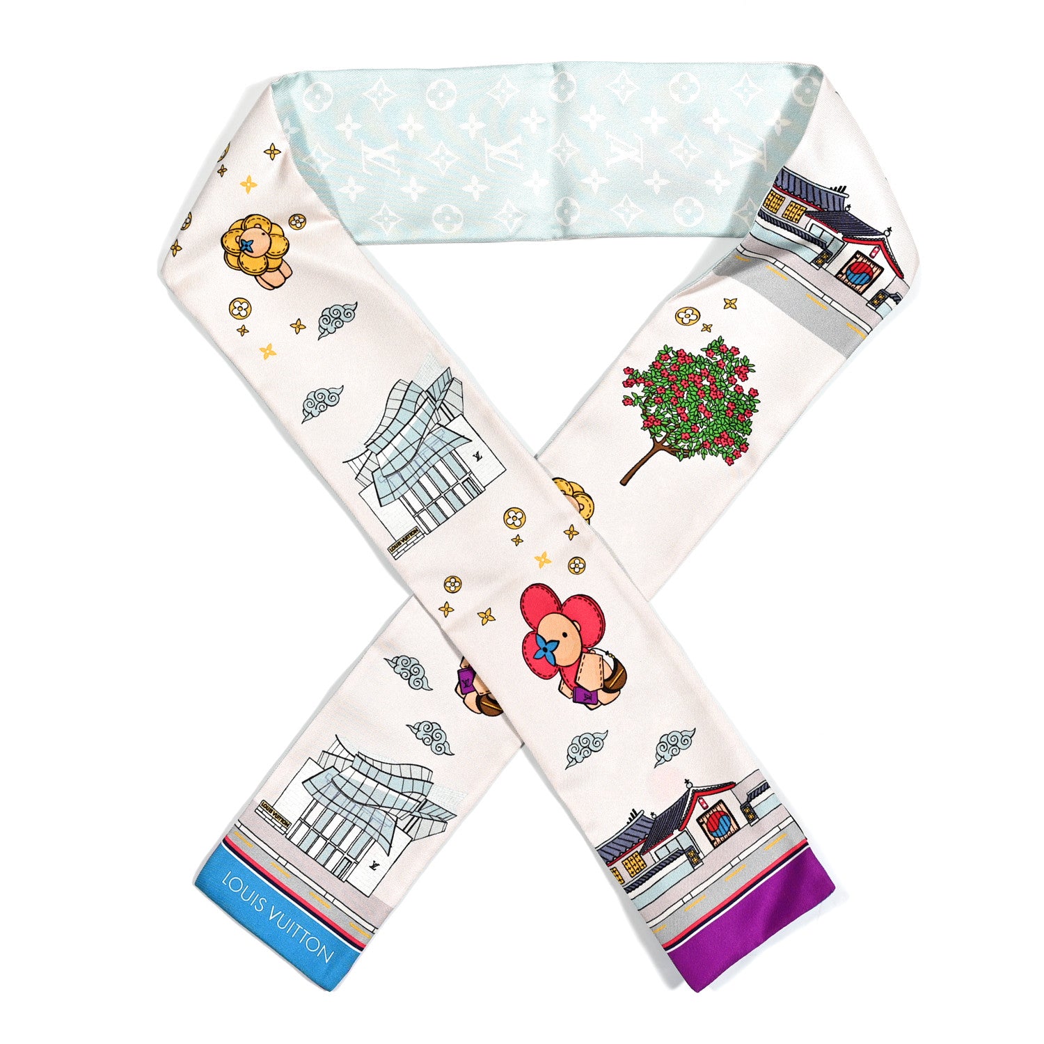 Louis Vuitton Silk Monogram Seoul Vivienne Bandeau Light Blue 1 of 4