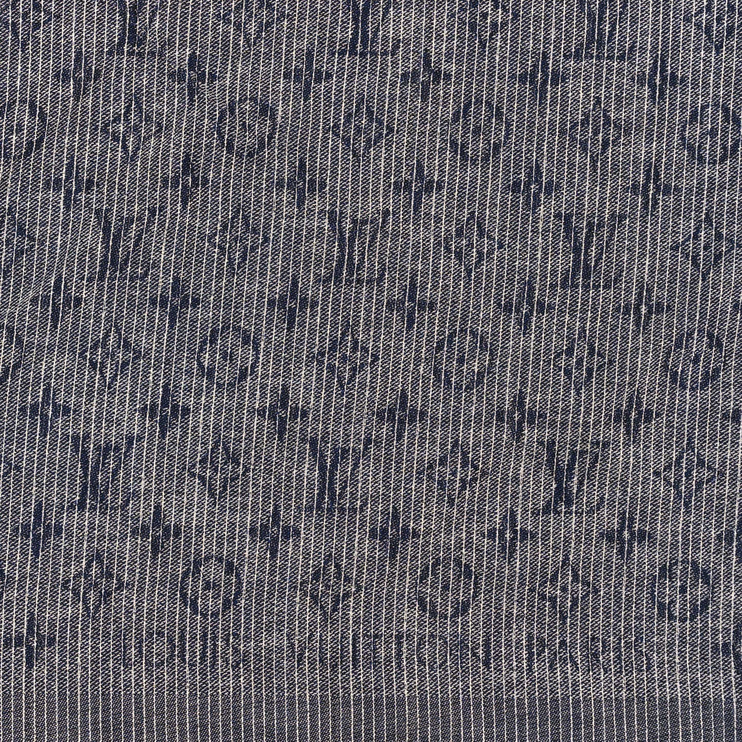 Wool Silk Monogram Denim Triangle Shawl Blue