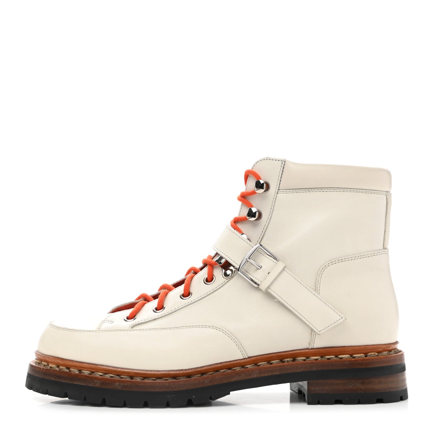 Hermes Calfskin Hiking Ankle Boots 37.5 White 1 of 10