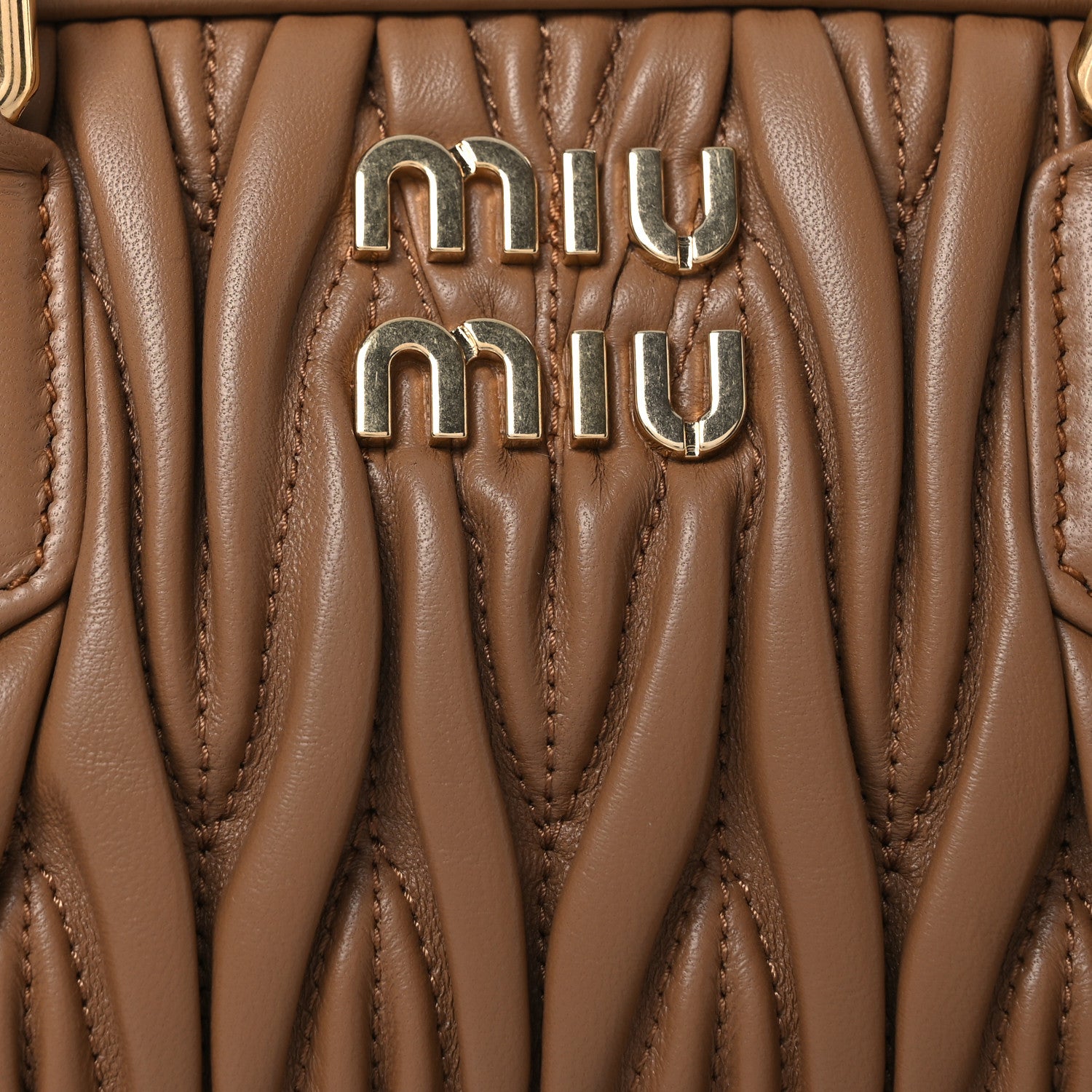 Miu Miu Nappa Matelasse Large Arcadie Top Handle Bag Caramel 9 of 13