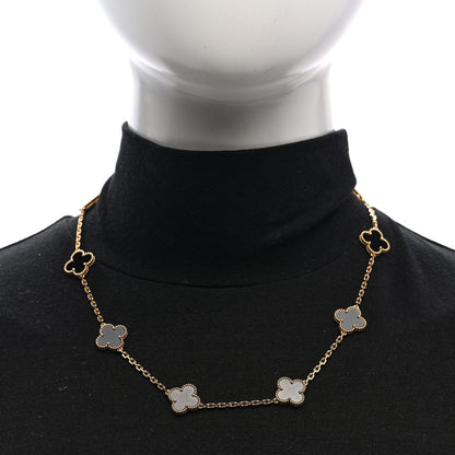 Van Cleef & Arpels 18K Yellow Gold Black Onyx 10 Motifs Vintage Alhambra Necklace 2 of 4