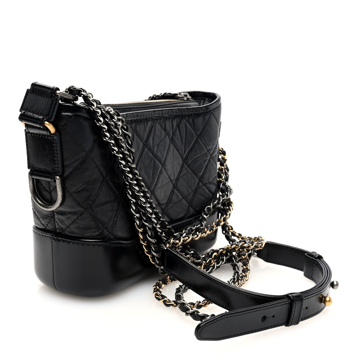 Chanel Aged Calfskin Quilted Small Gabrielle Hobo Black 3 of 11