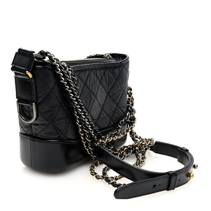 Chanel Aged Calfskin Quilted Small Gabrielle Hobo Black 3 of 11