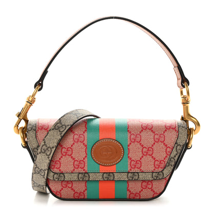 Gucci X DANS LE VERT GG Supreme Monogram Cuoio Web Mini Retro Interlocking G Top Handle Beige Rosso Ebony Harness Brown 1 of 16