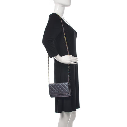 Chanel Iridescent Goatskin Quilted Wallet On Chain WOC Purple 2 of 10
