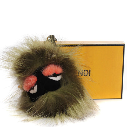 Fendi Fox Mink Rabbit Fur Vitello Flamingo Kooky Monster Bag Bug Charm Verde Multicolor Olive 3 of 5