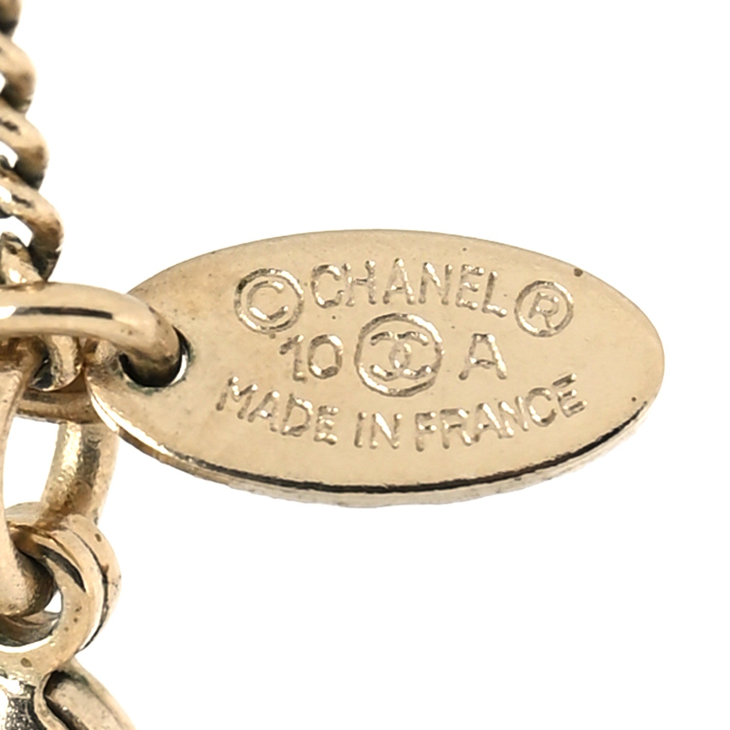 Chanel Pearl Crystal CC Pendant Necklace Light Gold 5 of 5