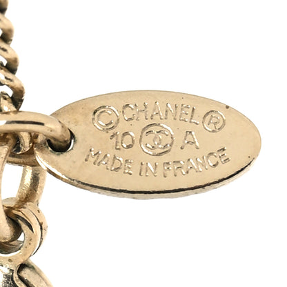 Chanel Pearl Crystal CC Pendant Necklace Light Gold 5 of 5