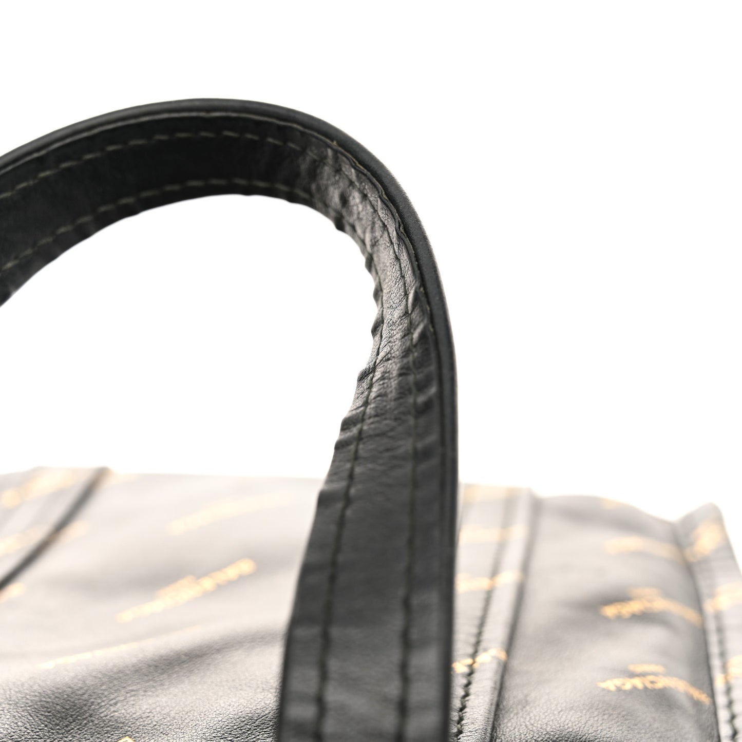 Calfskin Allover Logo XS Bazar Shopper Tote Black Gold