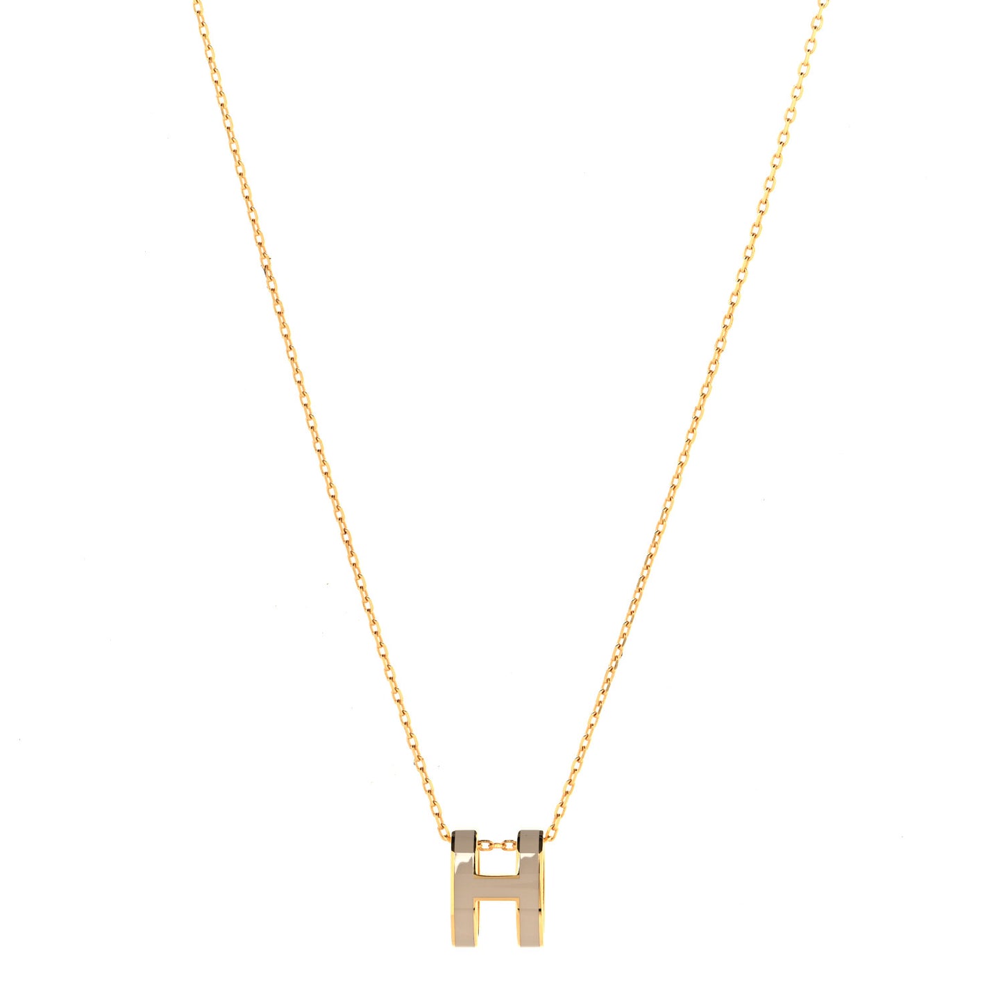 Lacquered Gold Pop H Pendant Necklace Marron Glace