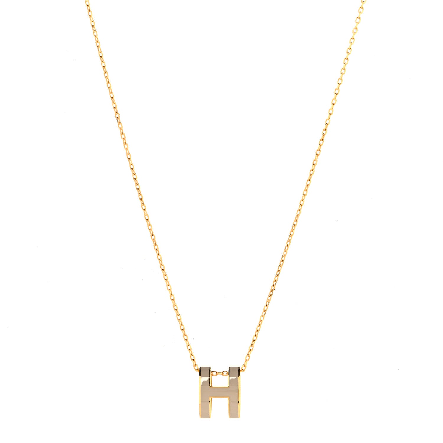 Hermes Lacquered Gold Pop H Pendant Necklace Marron Glace 1 of 5