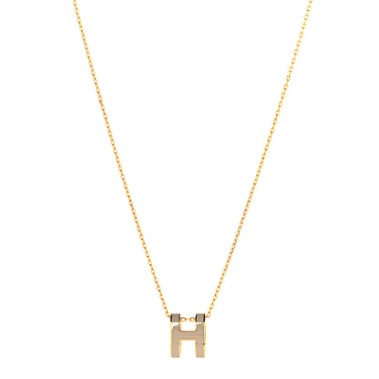 Hermes Lacquered Gold Pop H Pendant Necklace Marron Glace 1 of 5