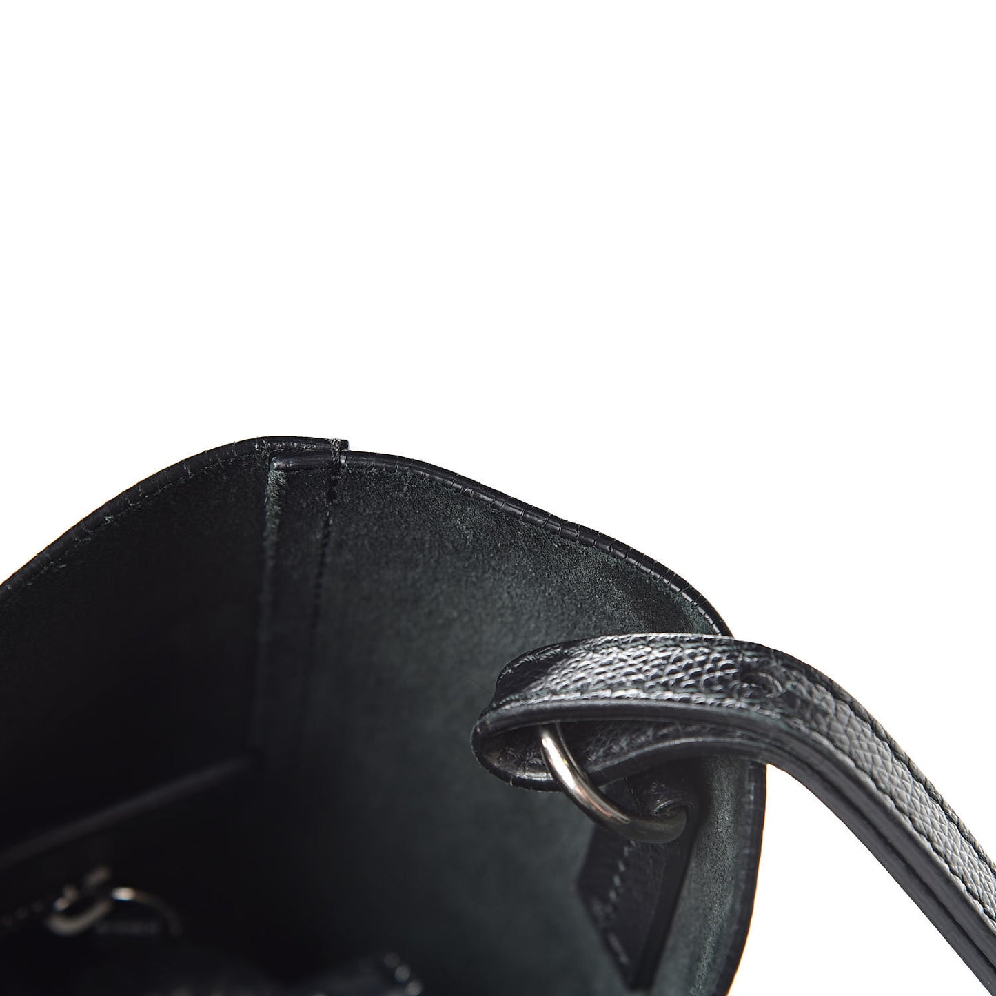 Grained Calfskin Small Vertical Cabas Black