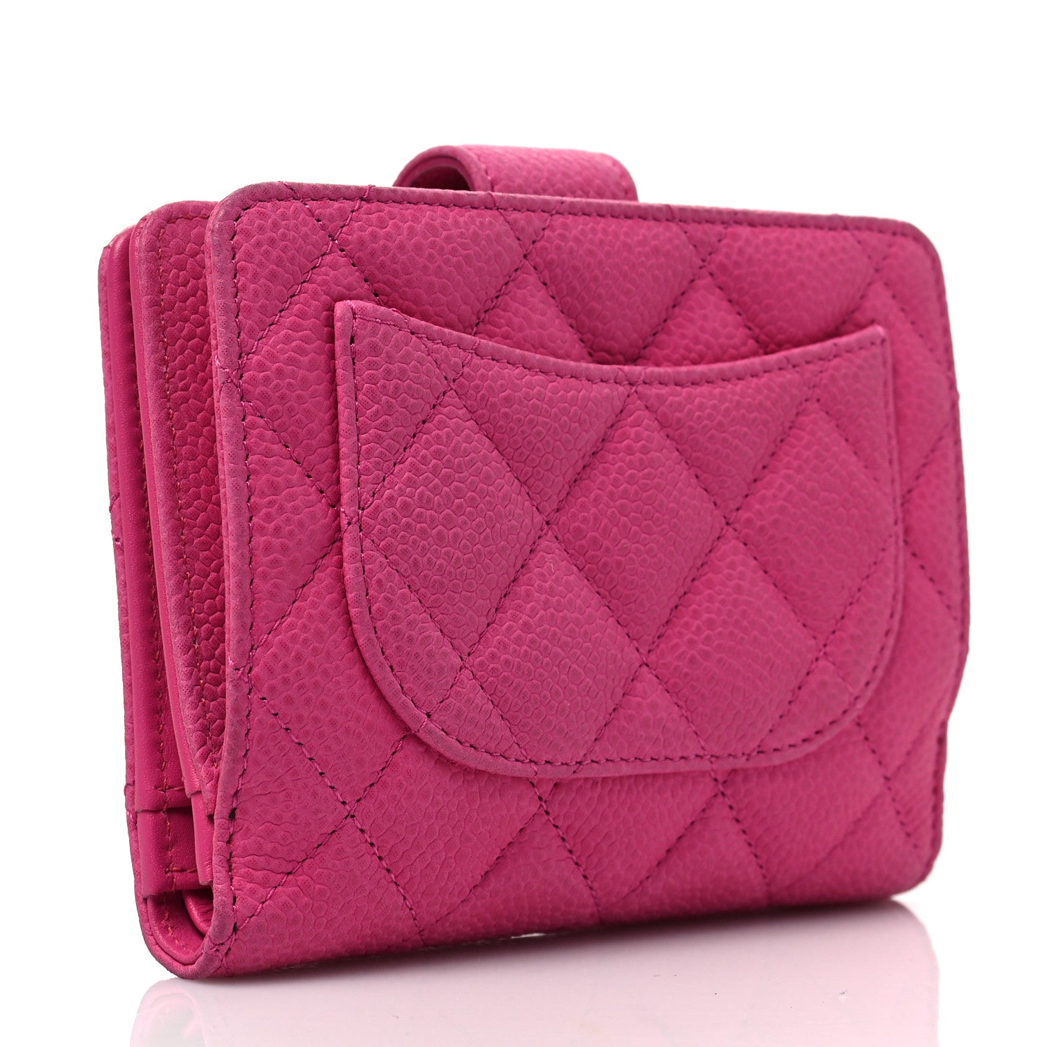 Chanel Caviar Quilted CC French Wallet Hot Pink 3 of 7