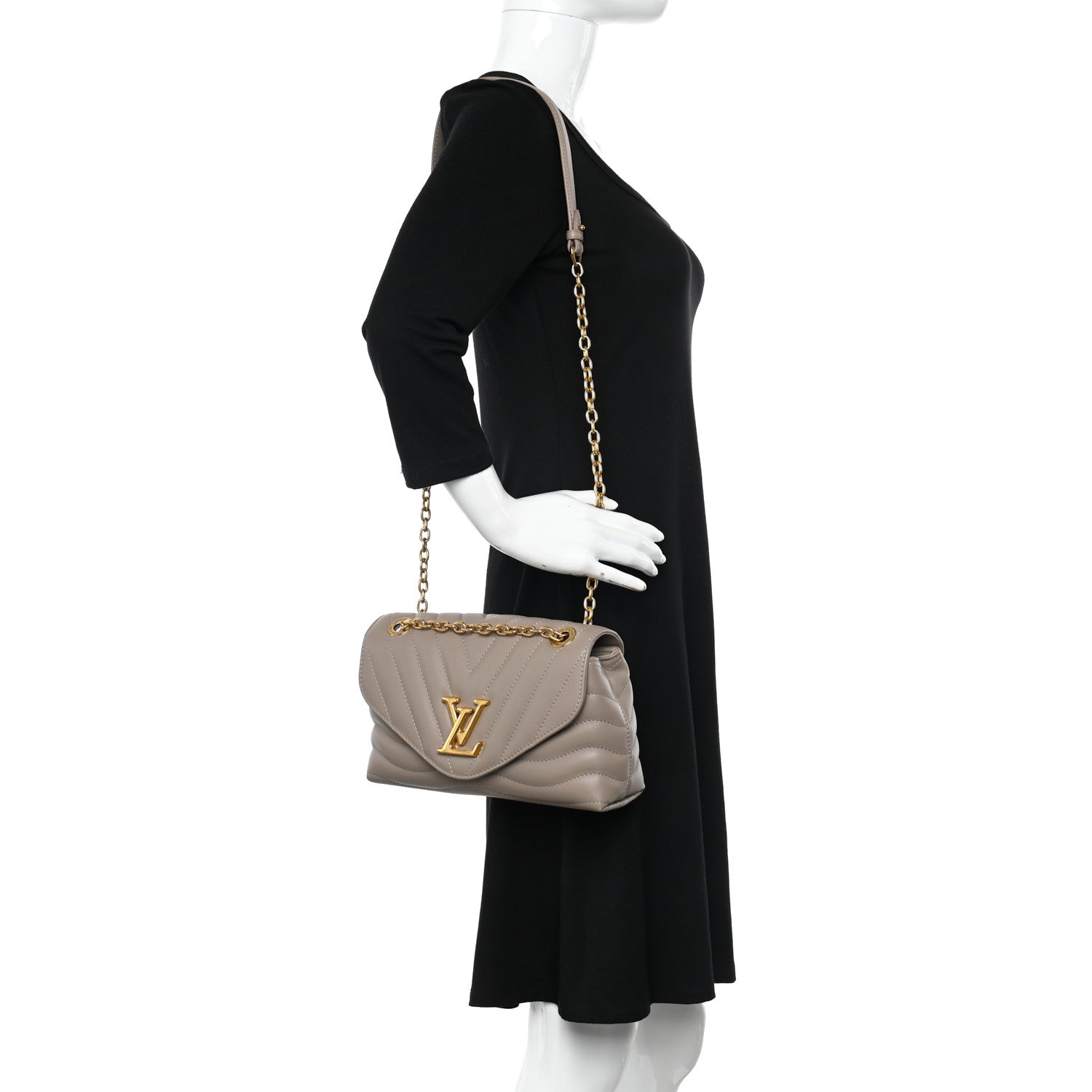 Louis Vuitton Calfskin LV New Wave Chain Bag Taupe 2 of 12