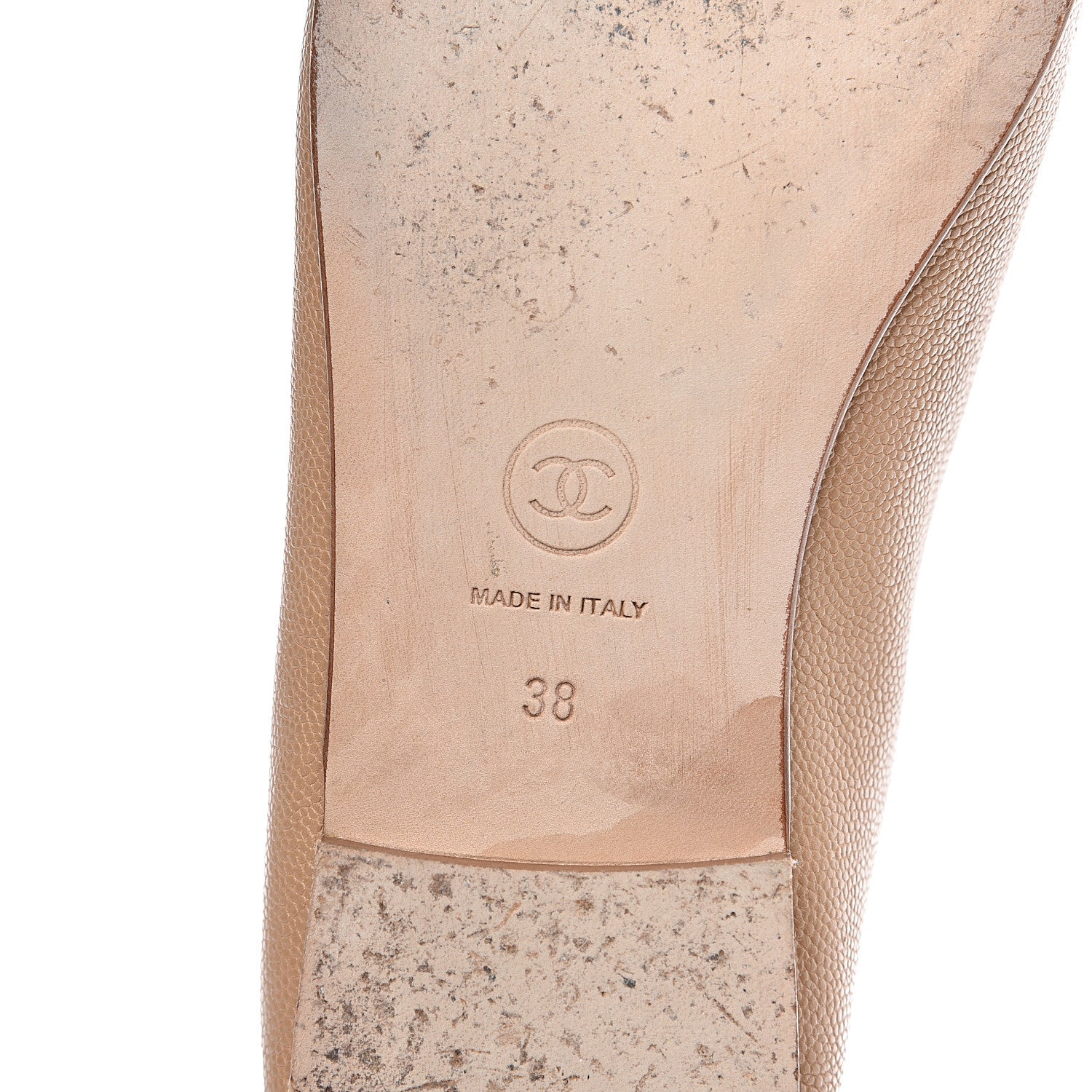 Chanel Caviar CC Cap Toe Ballerina Flats 38 Beige 7 of 9