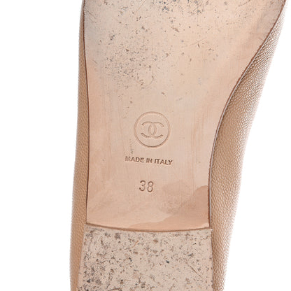 Chanel Caviar CC Cap Toe Ballerina Flats 38 Beige 7 of 9