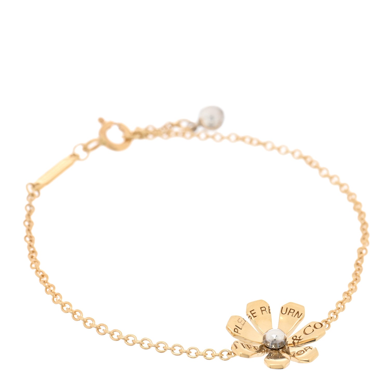 Tiffany 18K Yellow Gold Sterling Silver Return to Tiffany Love Bugs Daisy Bracelet 1 of 4