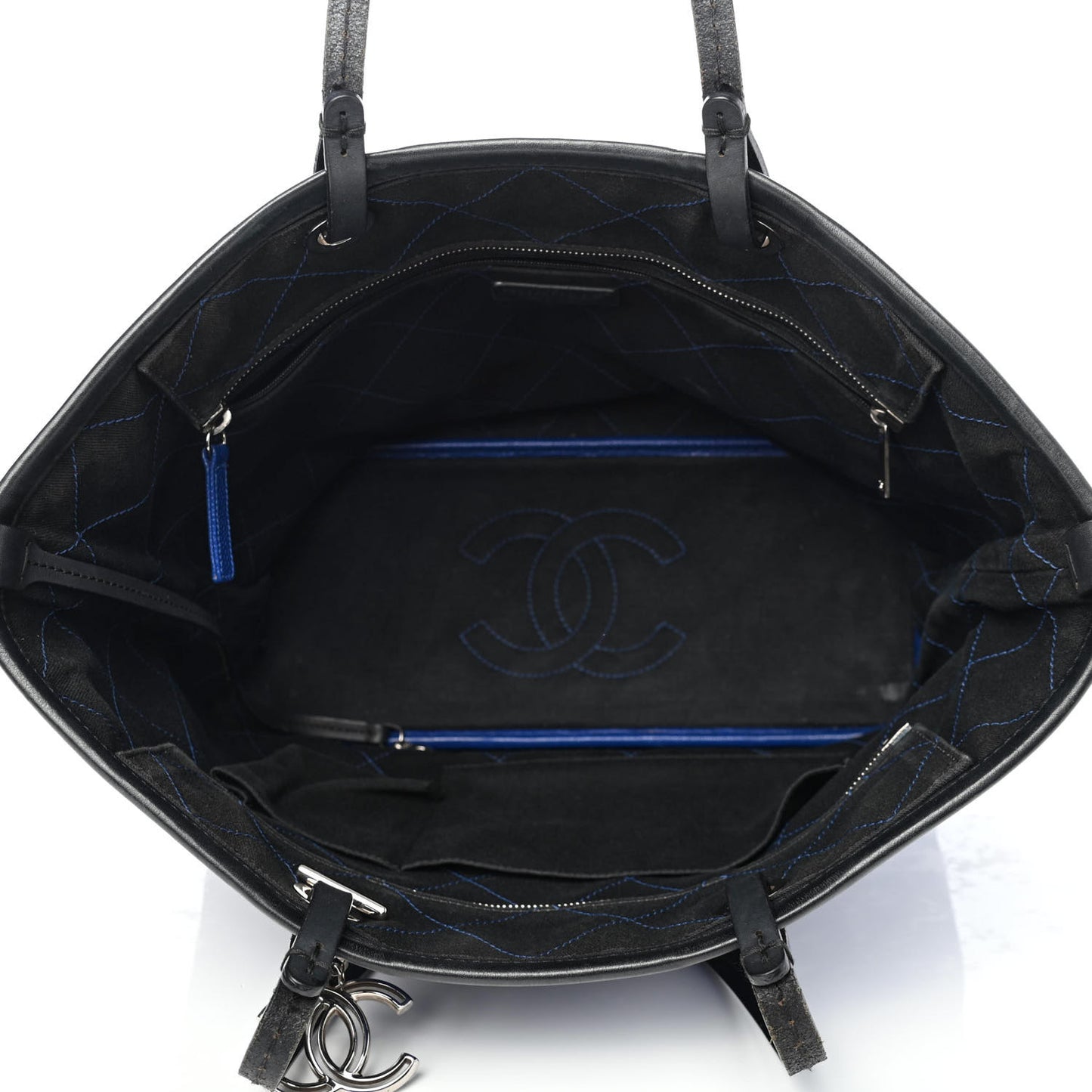 Grained Calfskin Shopping Fever Tote Blue