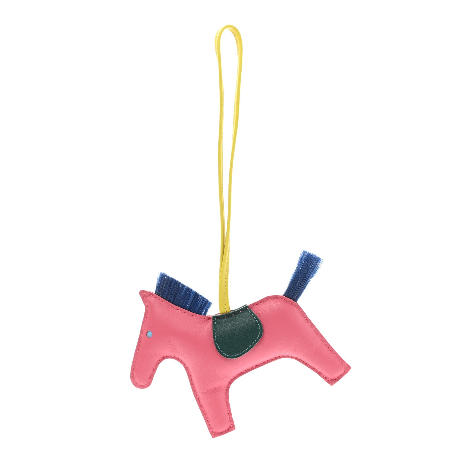 Hermes Milo Lambskin Horse Hair Grigri Rodeo Horse Bag Charm MM Rose Azalee Malachite Lime 1 of 4