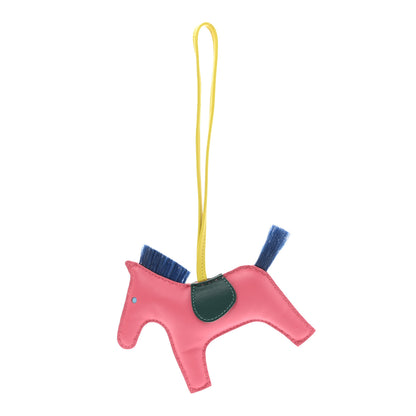 Hermes Milo Lambskin Horse Hair Grigri Rodeo Horse Bag Charm MM Rose Azalee Malachite Lime 1 of 4