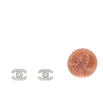 Chanel Crystal Timeless CC Earrings Silver 2 of 4