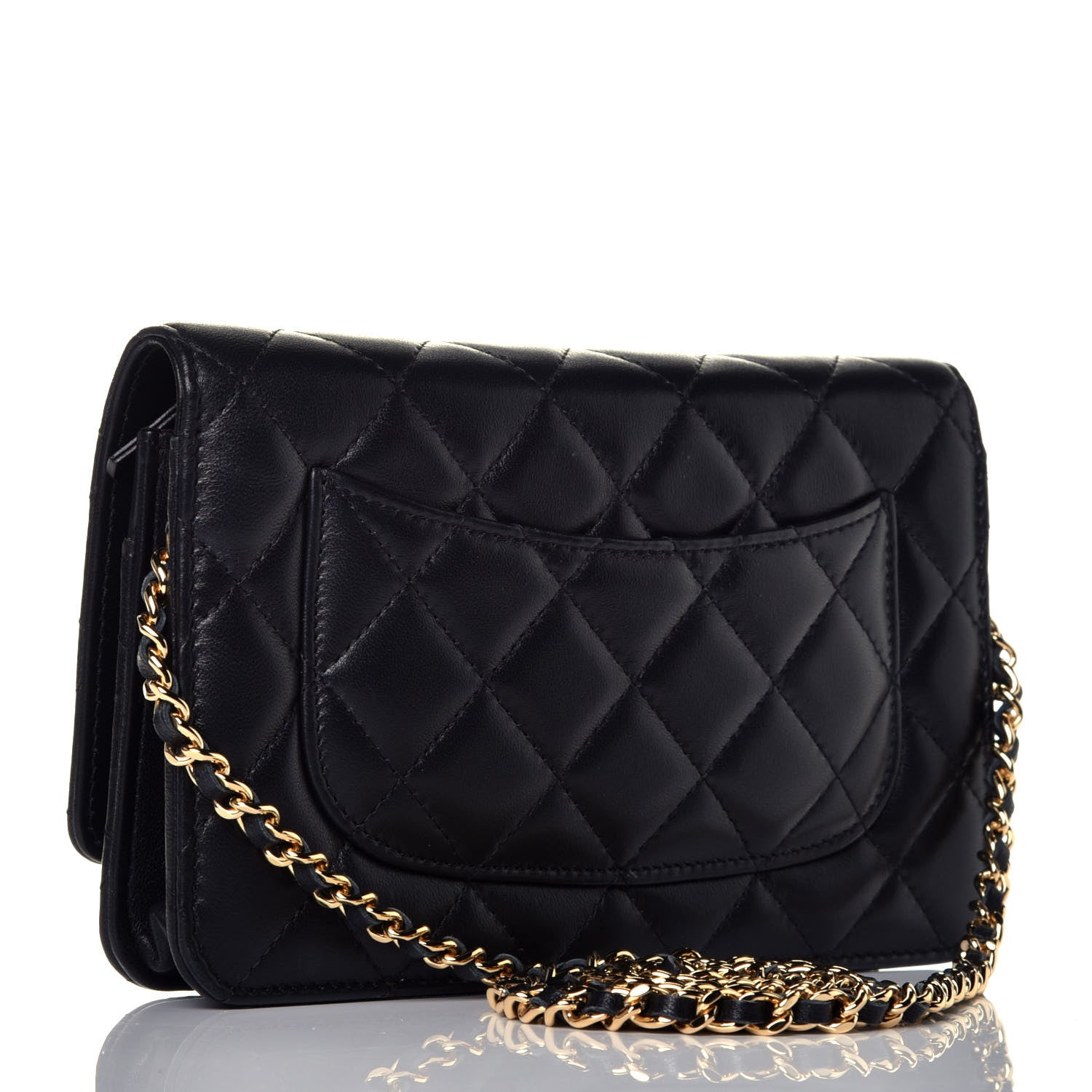 Chanel Lambskin Quilted Wallet On Chain WOC Black 3 of 9