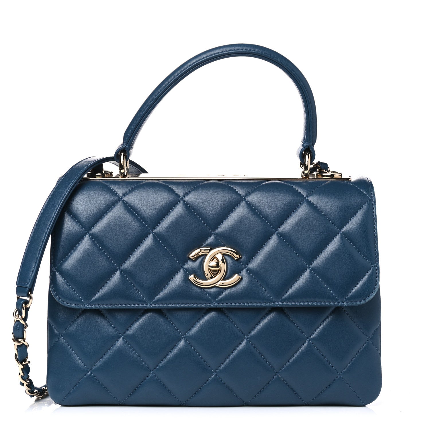 Chanel Lambskin Quilted Small Trendy CC Flap Dual Handle Bag Blue 1 of 10