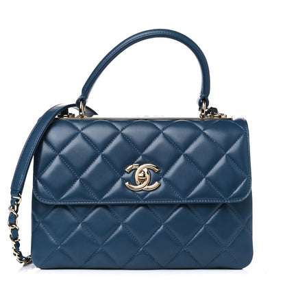 Chanel Lambskin Quilted Small Trendy CC Flap Dual Handle Bag Blue 1 of 10