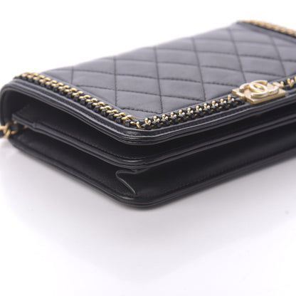 Chanel Calfskin Quilted Chain Around Boy Wallet On Chain WOC Black 6 of 12