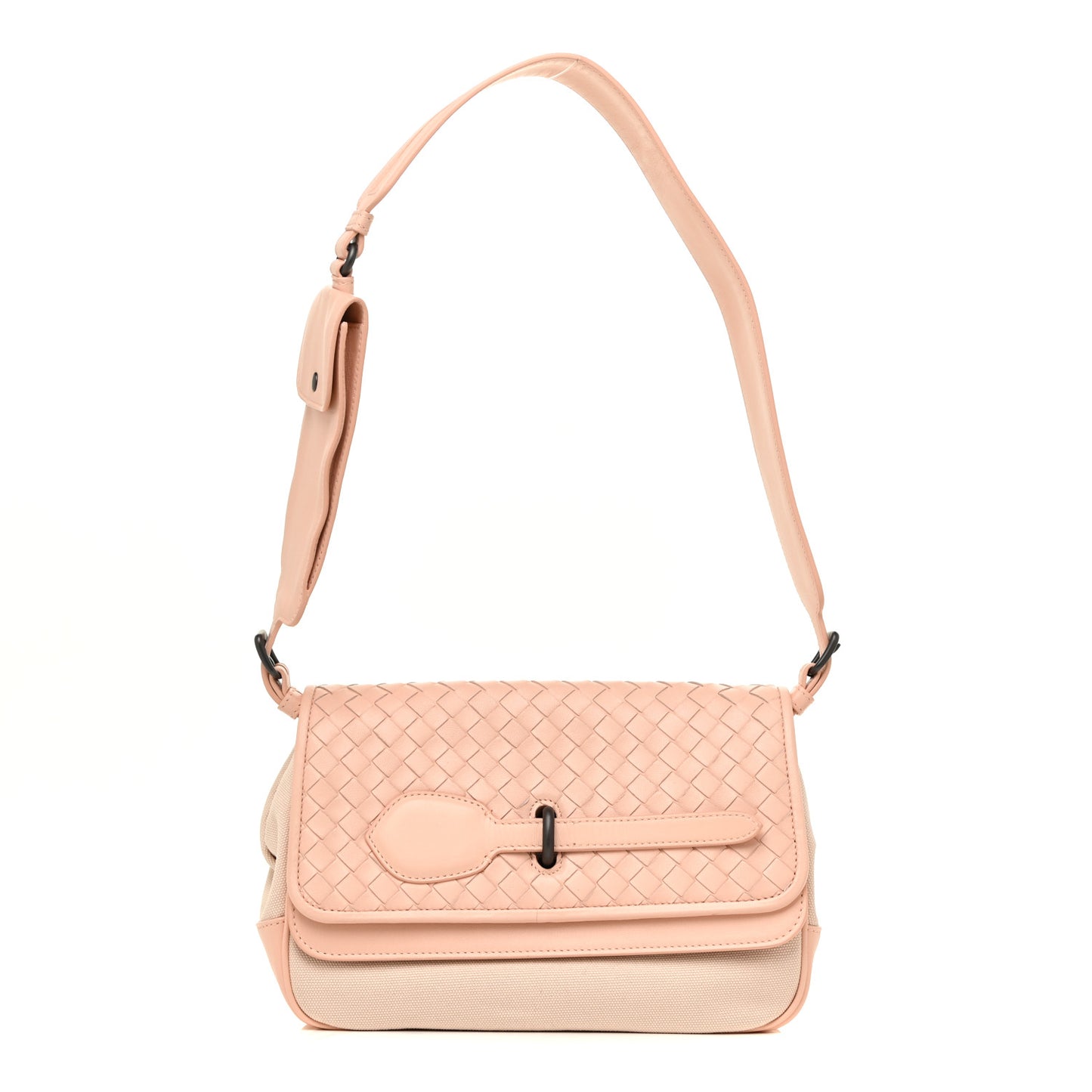 Nappa Intrecciato Canvas Safari Flap Shoulder Bag Flamingo