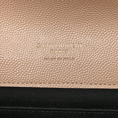 Saint Laurent Grain De Poudre Textured Mixed Matelasse Triquilt Monogram Clutch Dark Beige 6 of 10