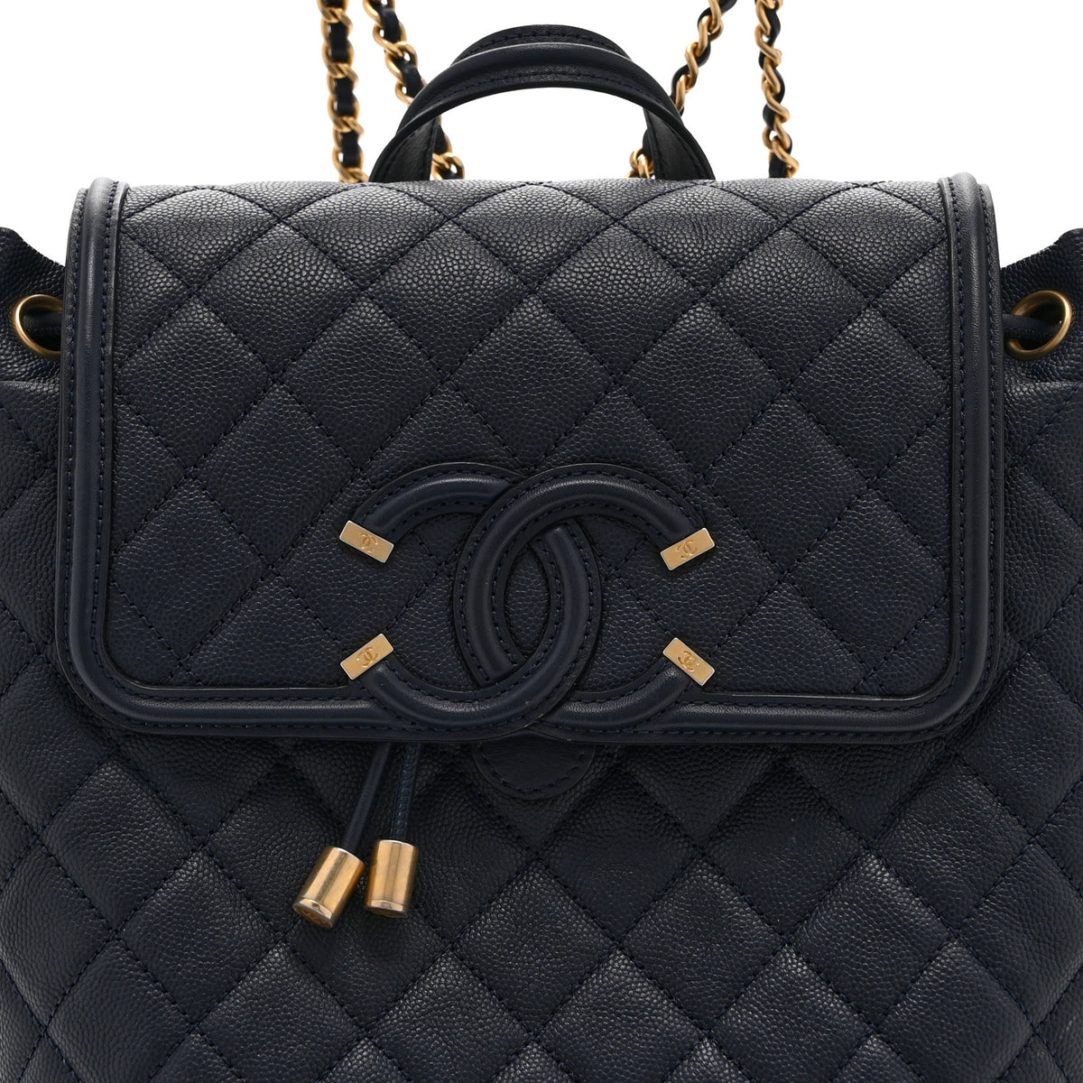 Chanel Caviar Quilted Filigree Backpack Navy 8 of 10