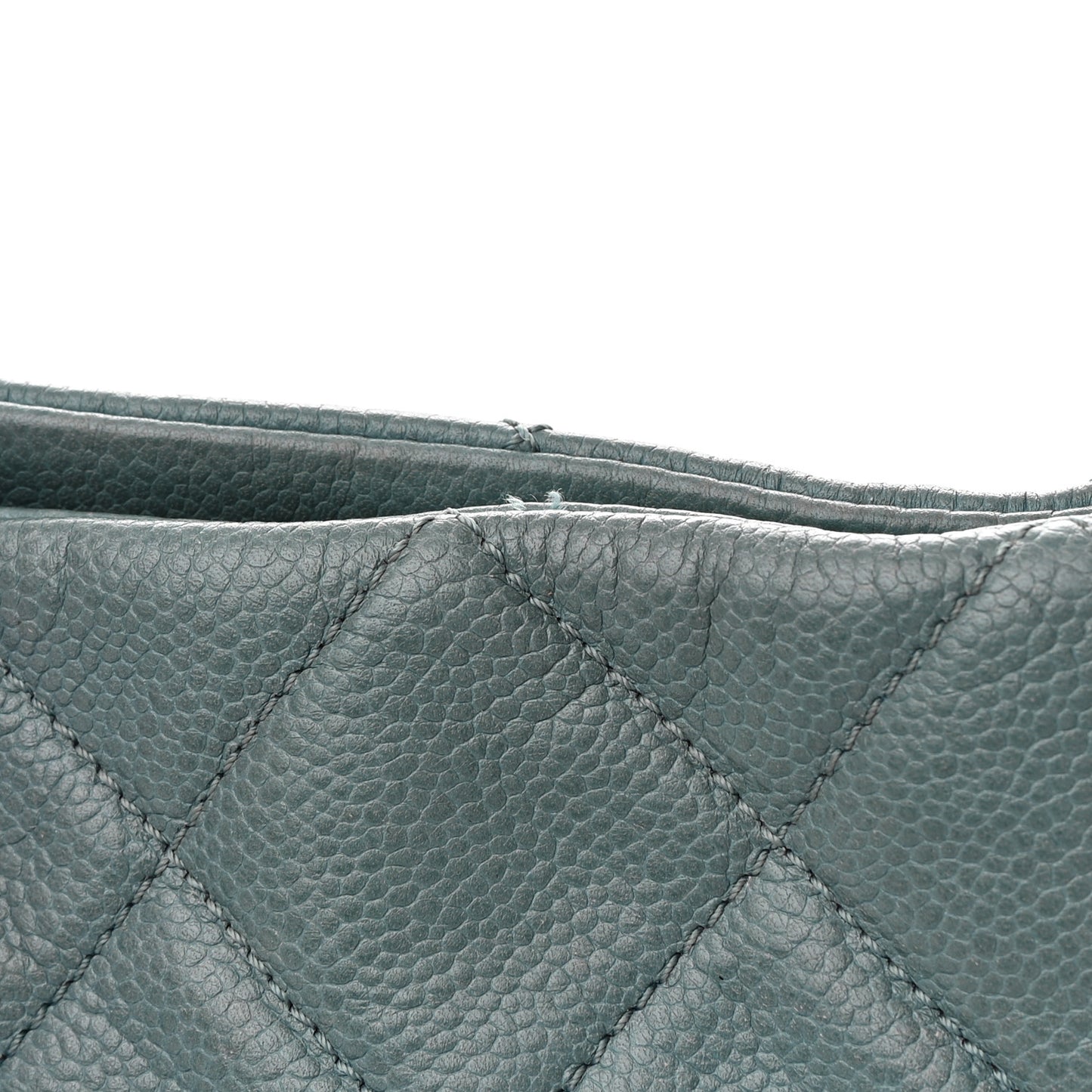 Caviar Quilted Expandable Zip Shoulder Bag Blue