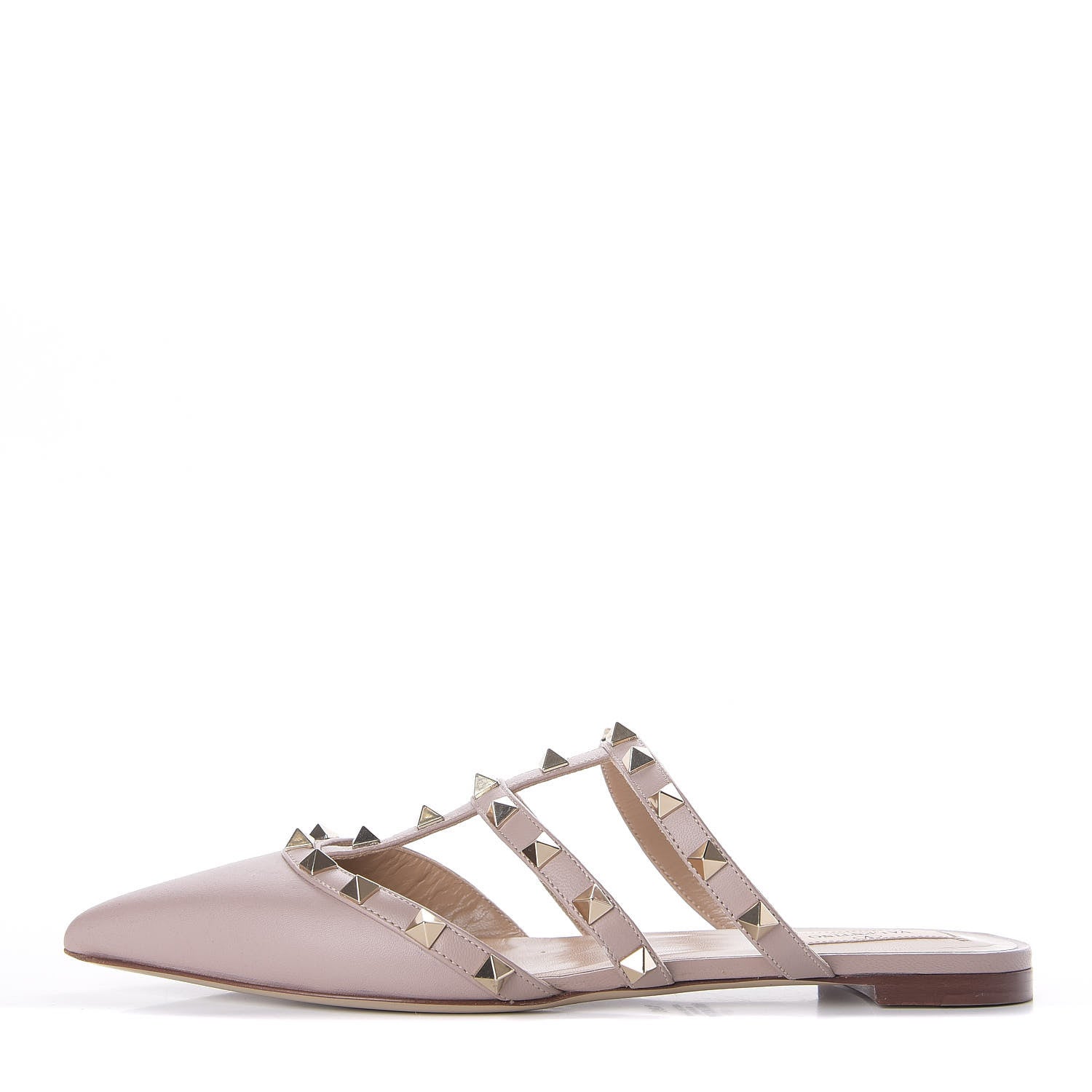Valentino Garavani Nappa Rockstud Flat Cage Mules 36.5 Poudre 1 of 11