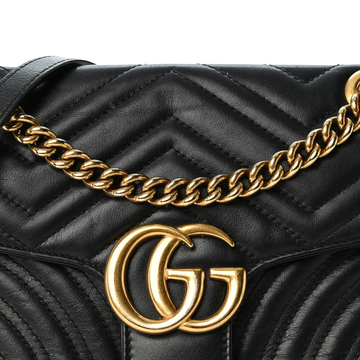 Gucci Calfskin Matelasse Small GG Marmont Shoulder Bag Black 7 of 10