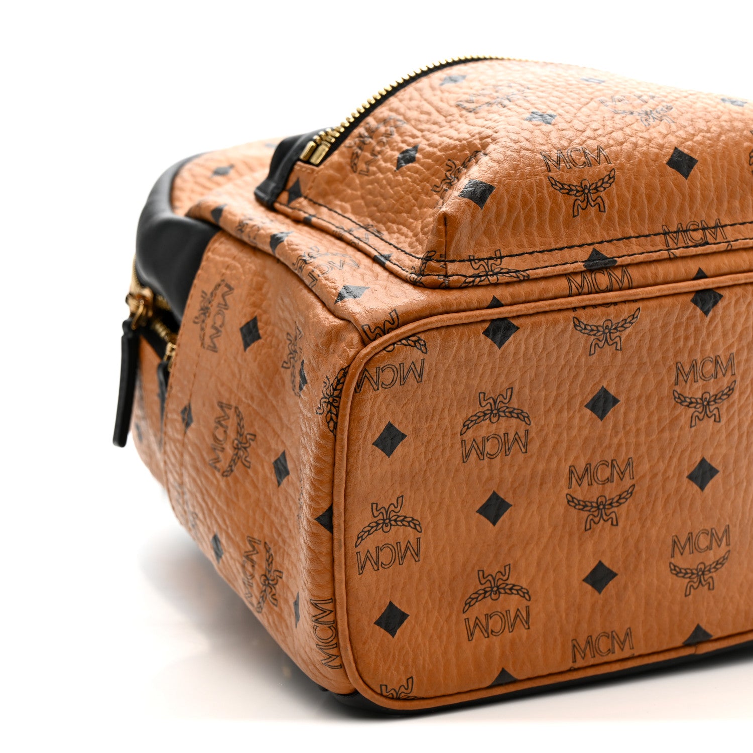 MCM Visetos Small Stark Backpack Cognac Black 8 of 9