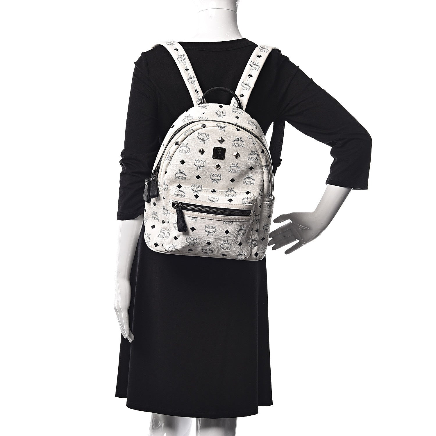 MCM Visetos Small Sprinkle Stud Stark Backpack White 2 of 10