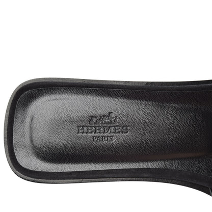 Hermes Goatskin Crystal Oran Sandals 38.5 Black 8 of 10