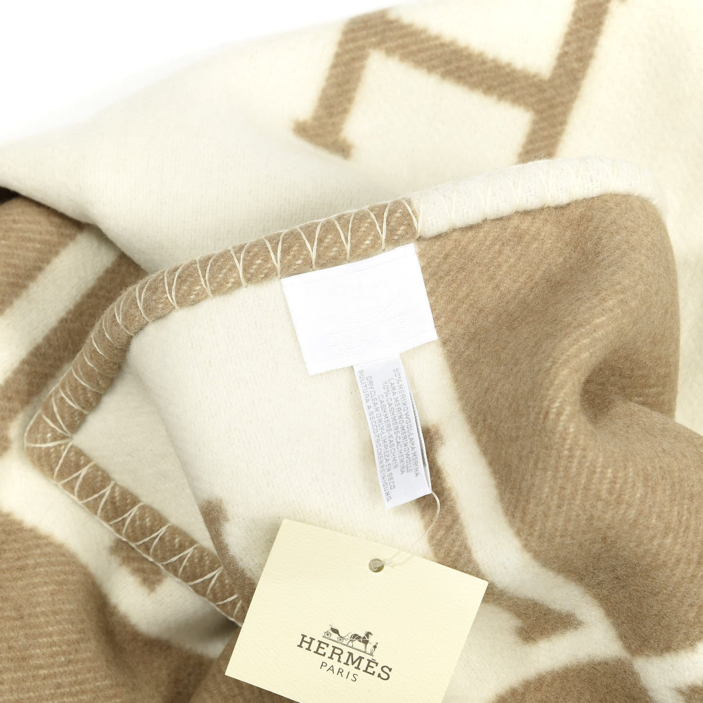 Wool Cashmere Avalon Baby Blanket Noisette Moyen White