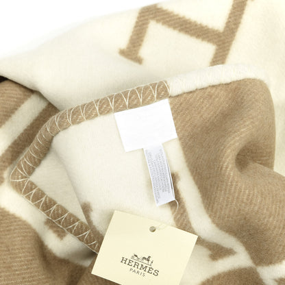 Hermes Wool Cashmere Avalon Baby Blanket Noisette Moyen White 2 of 2