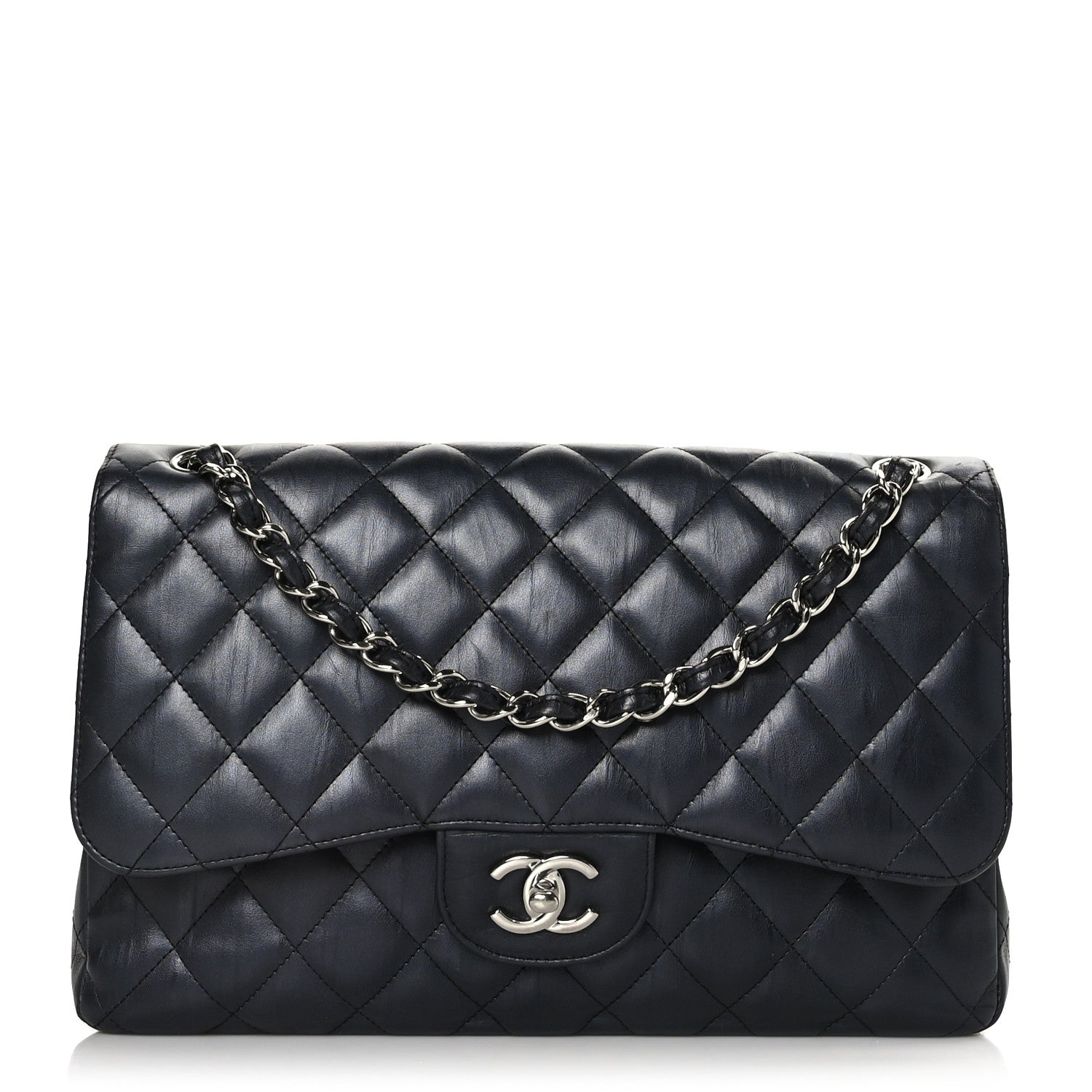 Chanel Iridescent Calfskin Quilted Jumbo Double Flap Charcoal 1 of 9